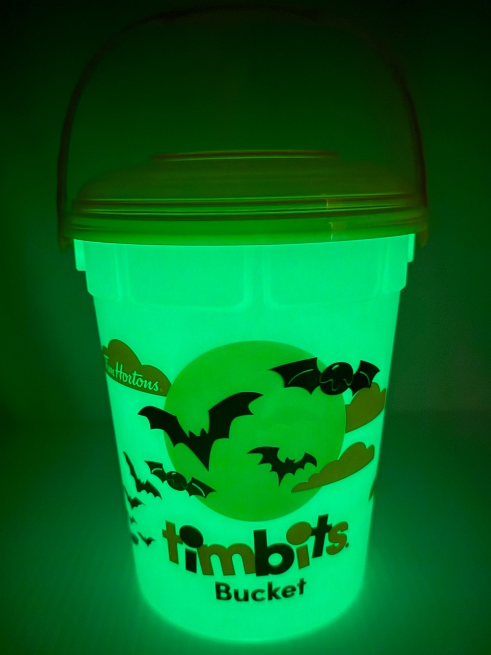 Tim Hortons Halloween Timbits Bucket Glow In The Dark 2023 w/ Lid Collectible